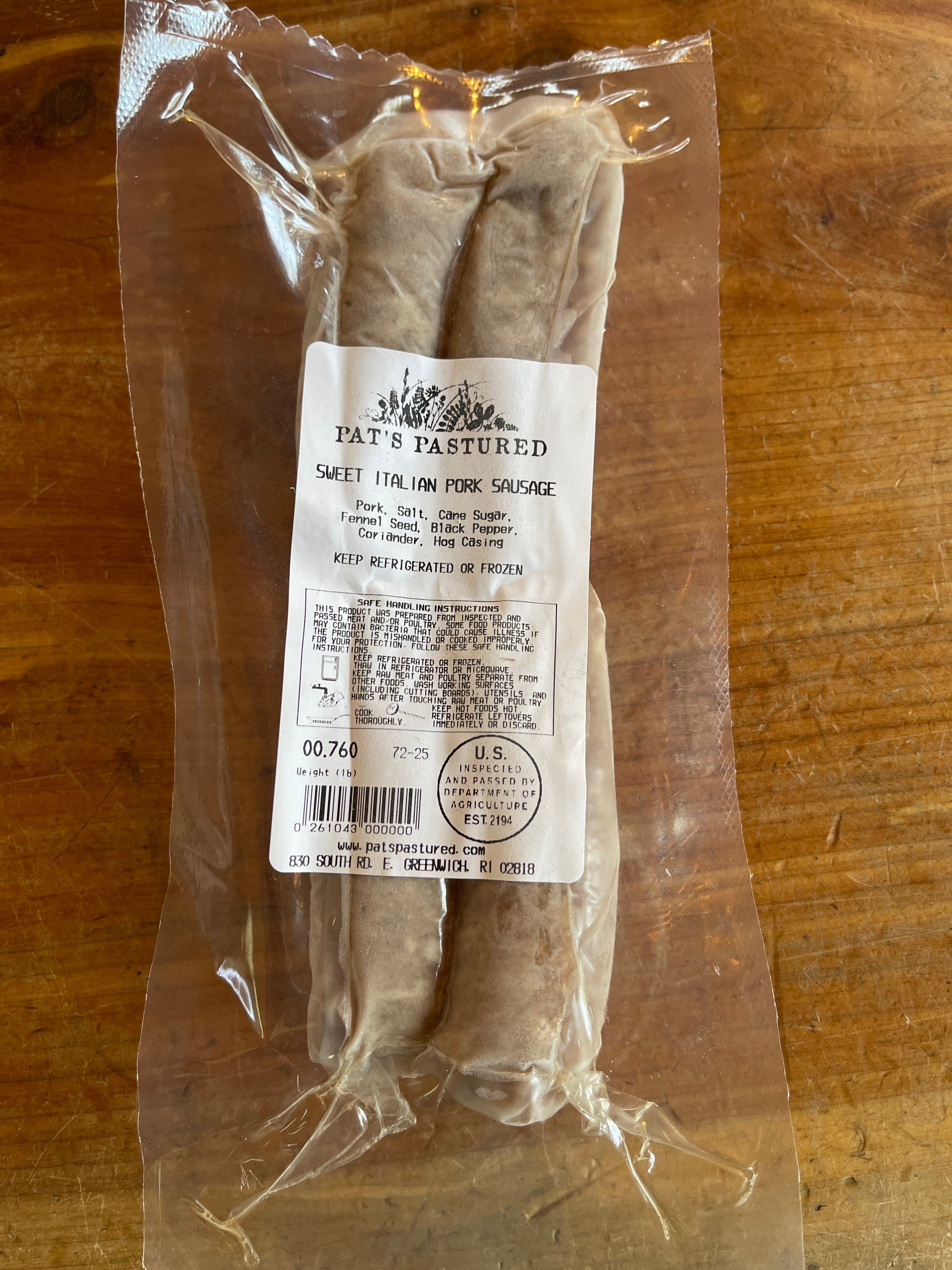 Pork Sausage, Sweet Italian