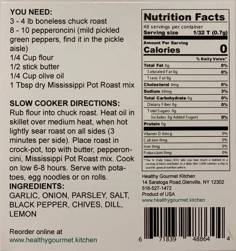 Meal Starter, Mississippi Pot Roast